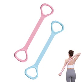 8-Shape Resistance Band for Women & Men（ small of pink and blue color）- Shoulder Neck Stretching, Pilates Yoga Exercise, Home Workout Adjustable Tension with Non-Slip Handles (Lightweight & Portable)