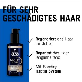 Gliss Night Elixir Ultimate Repair (3 x 100 ml), Hair Serum Regenerates Damaged Hair During Sleep, Hair Care Leaves Soft & Regenerated Hair Overnight
