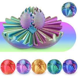 Gear Ball 3D Printed Spin Ball or Cube Fidget Toy,Gear Sphere Fidget Toy,Fidget Ball Gear Toy for Stress and Anxiety Relief, Stress Ball GearSphere Desk Toy for Adults (Blue Green Purple, 3.1 Inch)