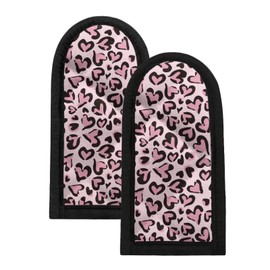 Coldinair Love Pink Leopard Print Cast Iron Skillet Handle Cover Set of 2,Heat Resistant Pan and Pots Holder Sleeve Handle Covers for Kitchen Cooking Baking