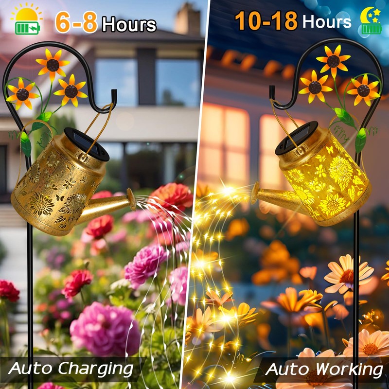 ostritec Solar Watering Can Lights Outdoor Garden Decor, Large Sunflower
