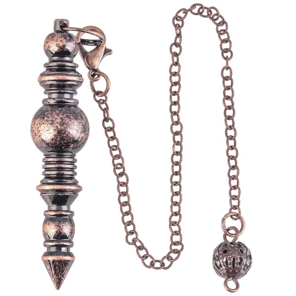 SUNYIK Bronze Copper Metal Dowsing Pendulum with Chain, Healing Reiki Pendant Pendulum for Meditation Divination