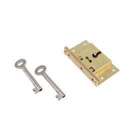 Half Mortise Chest Lock Large Half Mortise Box Lock Premium Quality Heavy Duty Brass Antique Cabinet Lock Cast Brass Strike Plate - with 2 Keys for Jewelry Humidor Box Lock