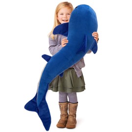 Tezituor 47 inch Giant Whale Stuffed Animal, Long Whale Plush Body Pillow S-Shape, Soft Stuffed Ocean Whale Plush for Sleeping Kids Girlfriend
