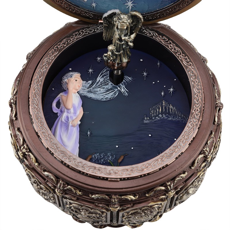 Vintage Music Box with 12 Constellations Rotating Goddess Twinkling LED