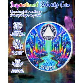CHURYUML Colorful Crystal Sobriety Coin - Affirmation AA Coins Recovery Medallions, Sober Chip with Token Capsule, Inspirational Sobriety Gifts for Anniversary Month & Year for Men & Women in Recovery