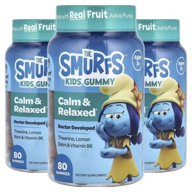 Smurfs Kids Calm & Relax Smurf Berry Flavored Gummies, 3, 80 Tablets / 스머프 어린이 캄 & 릴렉스 Smurf 베리 맛 구미, 3개, 80정