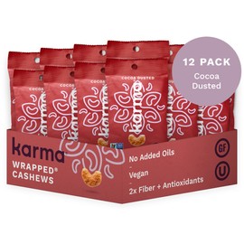 Cocoa Dusted Cashews with Skin by Karma Nuts, Whole, Sweet, Roasted, Vegan, Gluten Free, Low Net Carb, Natural, Everyday Nut Snack, 1.5 Ounce (12 Snack Packs)