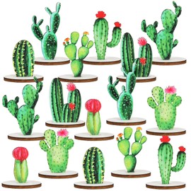 Thyle 16 Pcs Wooden Cactus Party Decorations Cactus Wood Sign Cactus Centerpieces for Tables Cactus Table Decor Cactus Table Topper for Cactus Theme Baby Shower Birthday Classroom Decorations Supplies