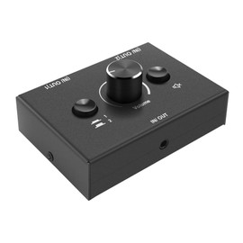 Lyaciomn 3.5mm 2 Input 1 Output/1 Input 2 Output Audio Switcher Audio Splitter Switcher One-Key Mute Button