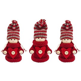 Ideen mit Herz Cute Winter Dolls, Christmas Gnome, Christmas Decoration, Made of Wood, Felt and Knit, Winter Children (Ina & Elias, 10 cm High, Pack of 3)