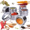 MIZOXY Magnetic Spice Jars 12-Pack, Stainless Steel Containers with Clear