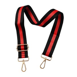 BEEFLYING 1Pc Black and Red Stripe Pattern Adjustable Shoulder Strap Replacement Belt Crossbody Canvas Purse Strap Replacement Nylon Bag Straps for Bag Replacement Repairing Accessories