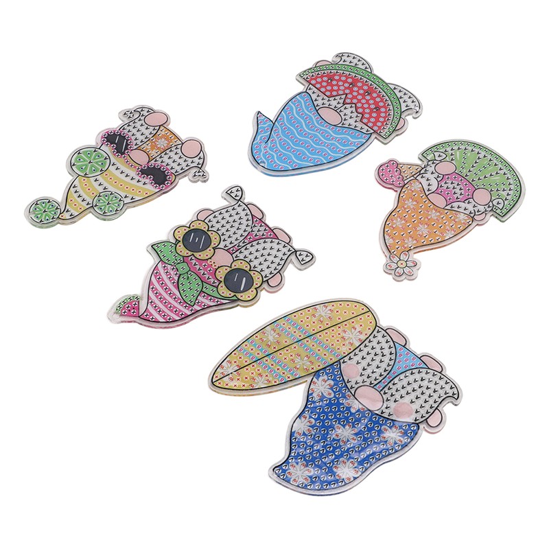 DIY Rhinestone Painting Keychains Cute Dwarfs Shape Stress Relief Improve