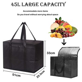 Foldable Cool Bag, Large, Insulated Bag, Shopping Bags, Foldable Cool Bag, Shopping Bag, Large, Freezer Bag, Picnic Bag, Thermal Bag, for Office, Work, Outdoor, Travel, Ideal as Insulated Bag