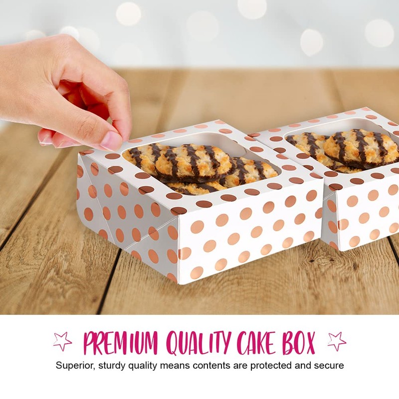 Anniversary House 2-pack Treat Boxes, Rose Gold Polka Dot Foil