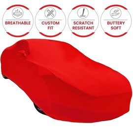 Jaguar F-Type Indoor Car Cover Ultraguard Stretch Satin - The Ultimate Custom Fit for 2010-2024 Jaguar F-Type R75, 75, R-Dynamic, SVR Coupe & Convertible (Red)