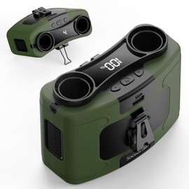 Socool 20000mAh Portable Waist Fan Clip on Wearable Belt Personal Fan Rechargeable, 40H Cooling Battery Operated with 10 Speeds & Dual Air Outlets, Neck Fans Hanging for Outdoor Jobsite (Green)