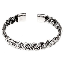 Treasure Bay 925 Sterling Silver Bangle Bracelet Open Cuff Design Braided Details