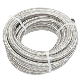 10AN 20Feet Stainless Steel Nylon Braided Fuel Line Hose Oil Gas Hose Oil Line Hose Silver