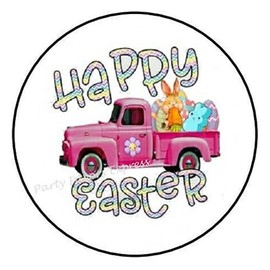 1.5" Inch Happy Easter Truck Stickers - Happy Easter Stickers - Easter Stickers Envelope Seals Labels - D #AA61RK (30 Pcs)