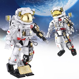 PeachLeaf Space Astronaut Building Kit Toys, Puzzle Educational Toy Engineering STEM Spaceman Exploration Building Blocks DIY Model for Adults and Boy Girls Age 8+
