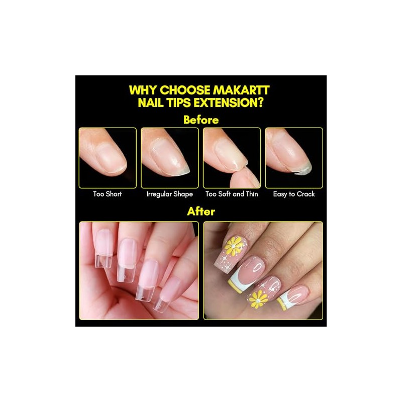 Makartt Puntas de Uñas Cuadradas Cortas Medianas-120Pcs Uñas Falsas de