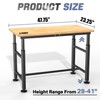 WALMANN Heavy Duty Adjustable Height Workbench 47.75" x 23.25", Rubber