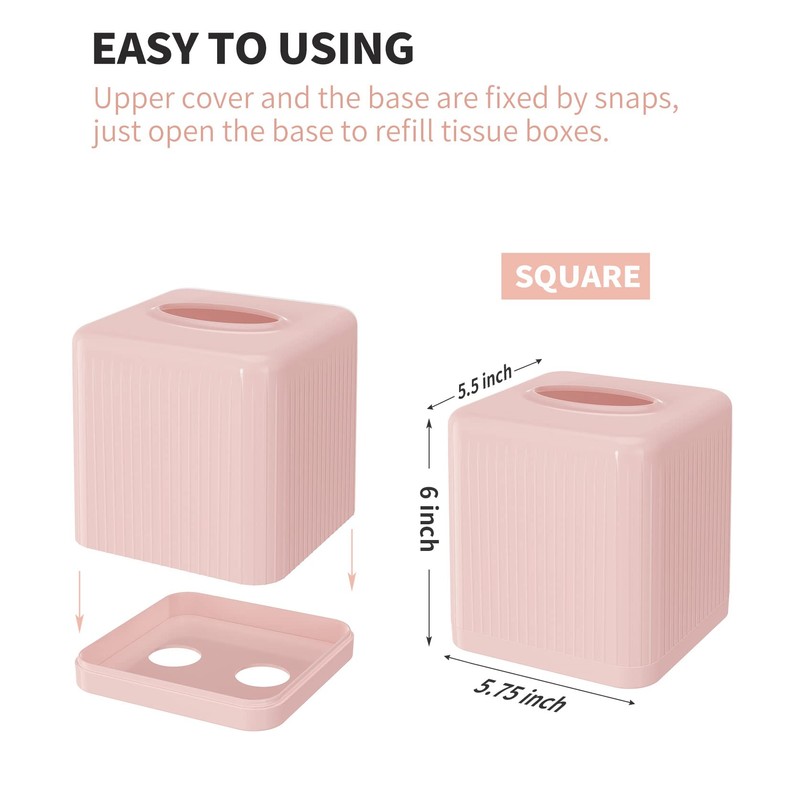 Livelab Tissue Box Cover with Base - Square Plastic Holder,