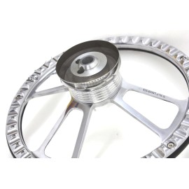 Forever Sharp 1965- 1966 Ford Truck Billet and White Steering Wheel, Full Install Kit, Horn