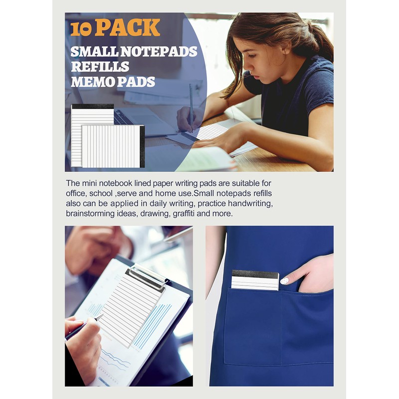 10 Pack A6 Notepad Small Lined Writing Notepads 4 x