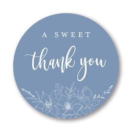 2" Round A Sweet Thank You Wedding Favor Stickers (Set of 40 Labels) (Blue)