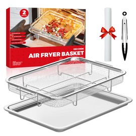 Air Fryer Basket for Oven, Air Fryer Basket and Stainless Steel Baking Tray Pant Oven Air Fryer Pan Rack for Cooking Baking Dishwasher and Broiling (15.3"x11")