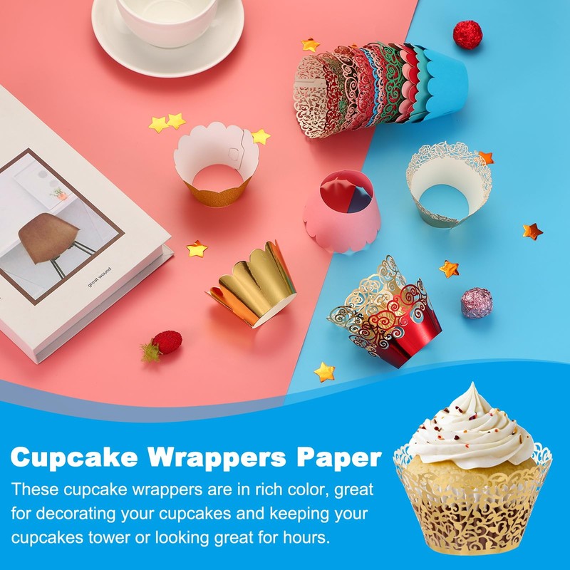 PATIKIL Cupcake Wrappers Paper, 50 Pack Baking Cups Standard Vine