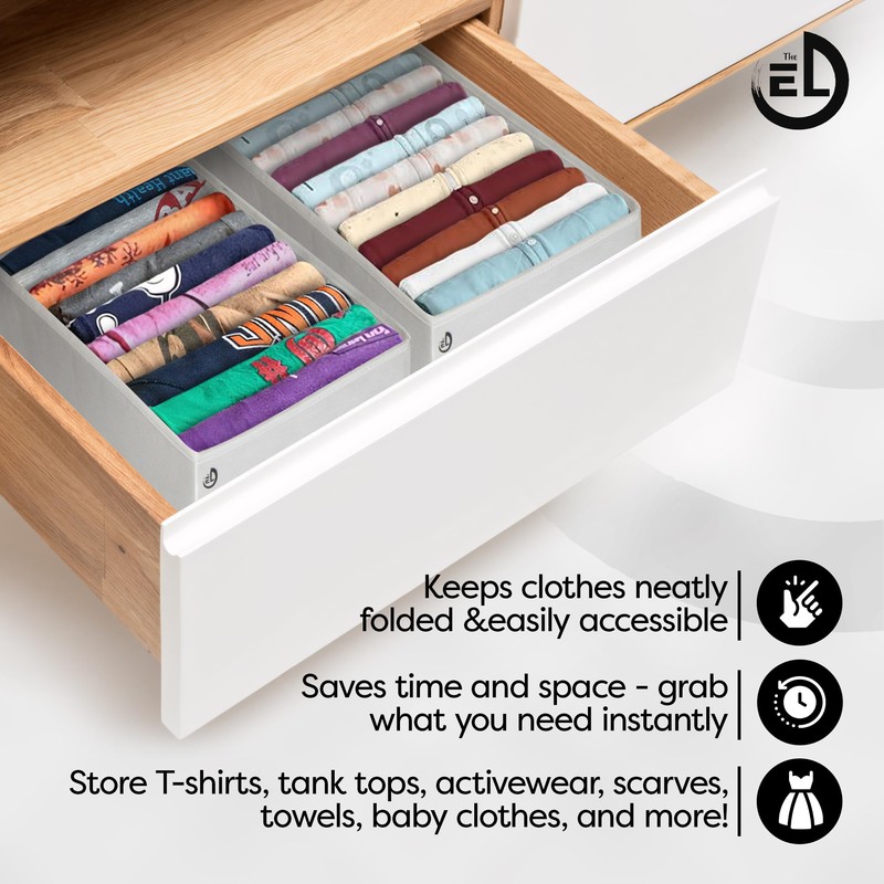 Drawer Organizer Clothes - 3 Set Multipurpose Dresser Drawer Organizer