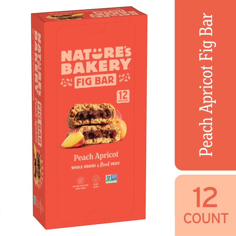Nature’s Bakery Whole Wheat Fig Bars, Peach Apricot, Real Fruit,