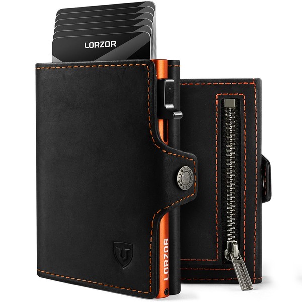 LORZOR Men's Slim Wallet with Coin Compartment, RFID Wallet, Card