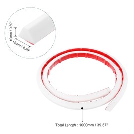 uxcell Collapsible Shower Barrier, 39 Inch Silicone Water Splash Guard Strip 0.6 Inch W 0.4 Inch H Self Adhesive Water Stopper Barrier Dry and Wet Separation for Bathroom, White