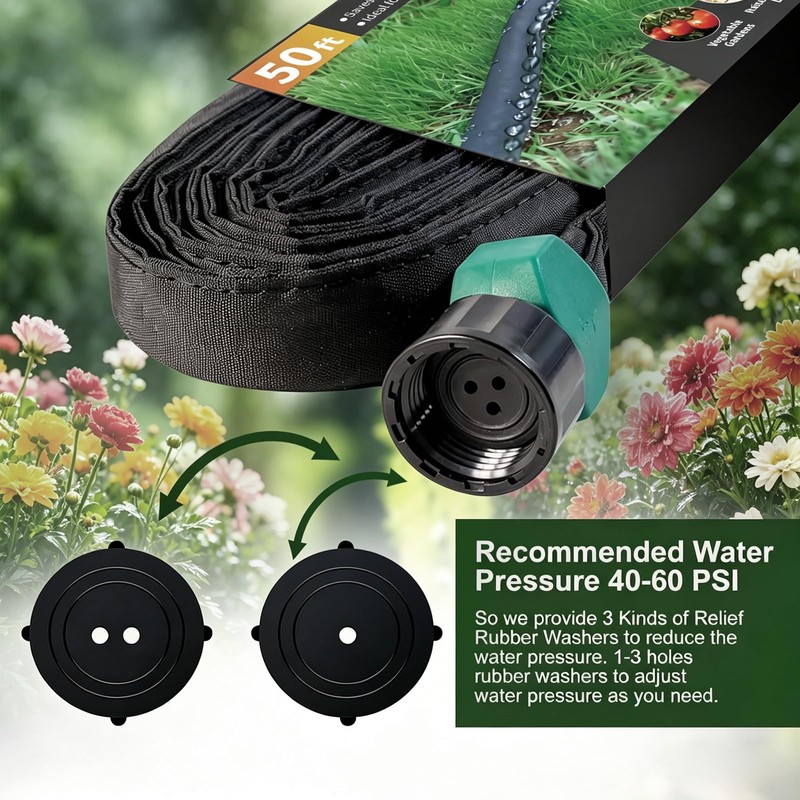 Apgooface Flat Soaker Hose 25 ft 4-Pack with Splitter, 80%