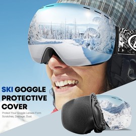 HIYAA Ski Goggles Anti Fog UV400 Protection Double Layer Spherical Anti-Glare Lenses Snow Snowboard Skiing Goggles for Men Women Youth - Silvery