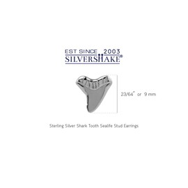 Silvershake White Gold Plated 925 Sterling Silver Minimalist Shark Tooth Sealife Divers Casual Stud Earrings Jewelry for Women or Teens