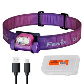 Fenix HM55R Rechargeable Headlamp, 1200 Lumen Spotlight Floodlight & Red Light, Lightweight, Long Runtime, USB Charging, Waterproof for Camping, Hiking, Running with Lumentac Organizer (Nebular)