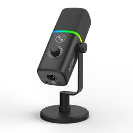 IXTECH Gaming USB Microphone for PC, Noise Cancellation Condenser Mic for Podcasts and Video Streaming with Tripod Stand, Pop Filter, Shock Mount, Gain Control, RGB Lights, Quiet Mute Button (Black)