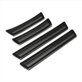 Beautost for Jeep New Grand Cherokee 2024 2025 Outside Door Sill Scuff Plate Guard Cover Trims Stainless Steel (Carbon Fiber Black)