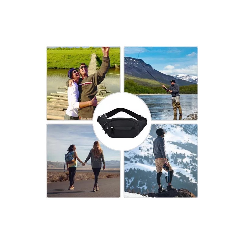 PUKAUT Riñonera Canguera Deportiva Premium De Viaje Negro