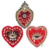 NICENEEDED Evil Eyes and Hearts Bead Patches 3 Pieces Red