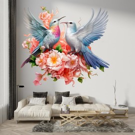 Doves Decals Peel & Stick - Wall Vinyl Stickers - White Birds Peace Love Floral Flower Fairy Tale Mystical Colorful Silhouette - Car Window Truck Laptop Tumbler - Girls Kids Room Bedroom DWSVG24464