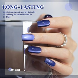 RARJSM Deep Midnight Purple Blue Cat Eye Gel Nail Polish with Magnet Stick Reflective Dazzling Dark Color Ceramic Glitter Glass Silky Cateye Gelpolish 15ml Curing Requires Soak Off for Home Salon