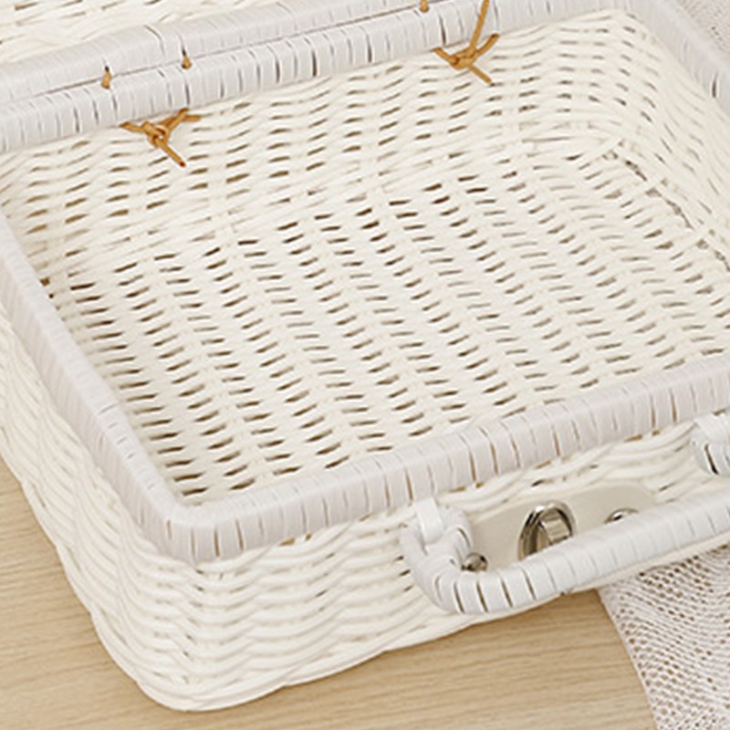 Woven Picnic Box Plastic Rattan Odorless Retro Woven Storage Box