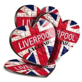 4 x Heart Coasters - Liverpool England Flag Circle Cork Backed MDF Glossy Tea Coffee Accessory #61015